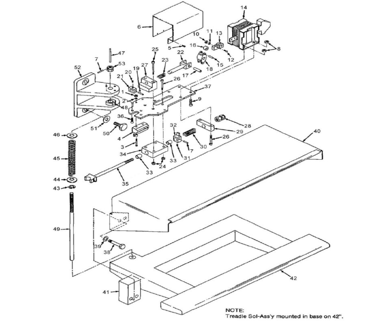 Lawson Foot treadle interlock assembly for lawson 42 thru 69 inch Parts Breakdown image